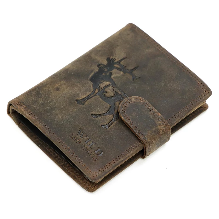 Wild Valódi bőr vadász Pénztárca szarvas mintával
