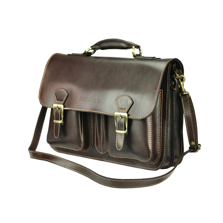 Gregorio Valódi bőr Tolltartós Aktatáska sötétbarna színben