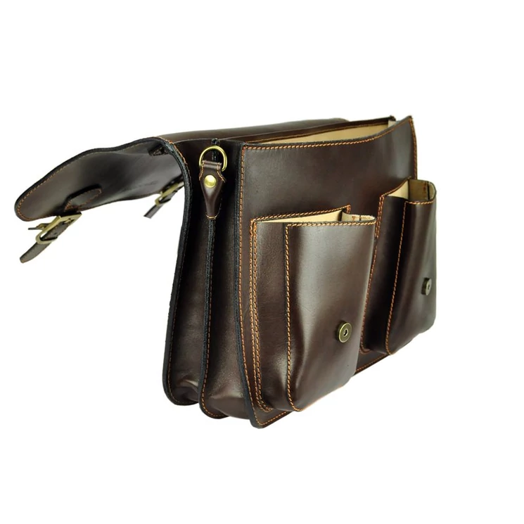 Gregorio Valódi bőr Tolltartós Aktatáska sötétbarna színben