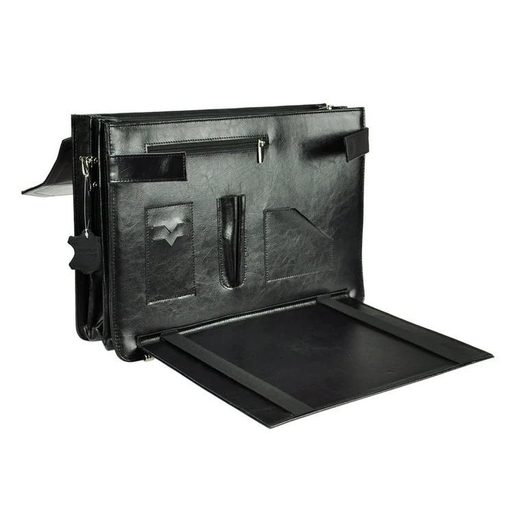 Stefania Tolltartós Valódi bőr Aktatáska fekete színben