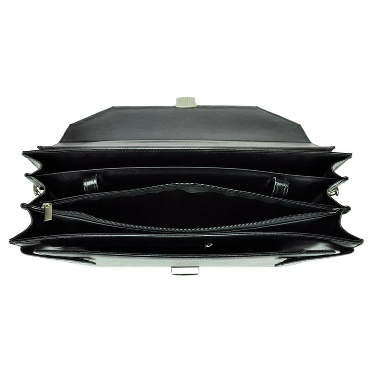 Stefania Tolltartós Valódi bőr Aktatáska fekete színben