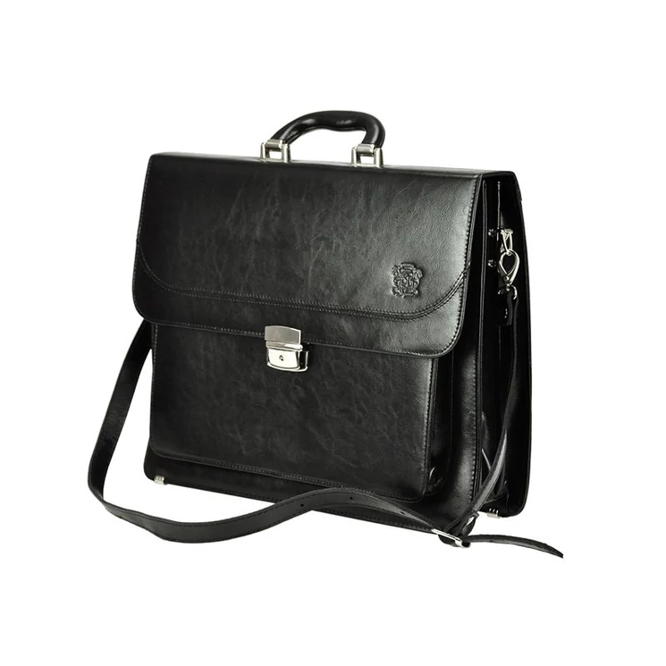 Stefania Sokrekeszes Valódi bőr Aktatáska fekete színben