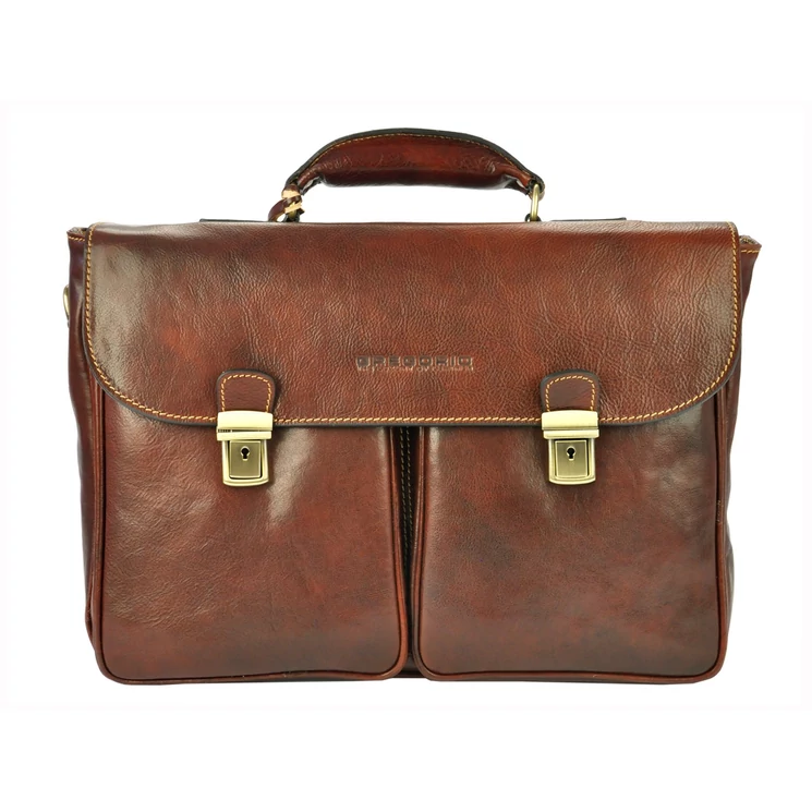 Gregorio Valódi bőr Aktatáska Világosbarna színben