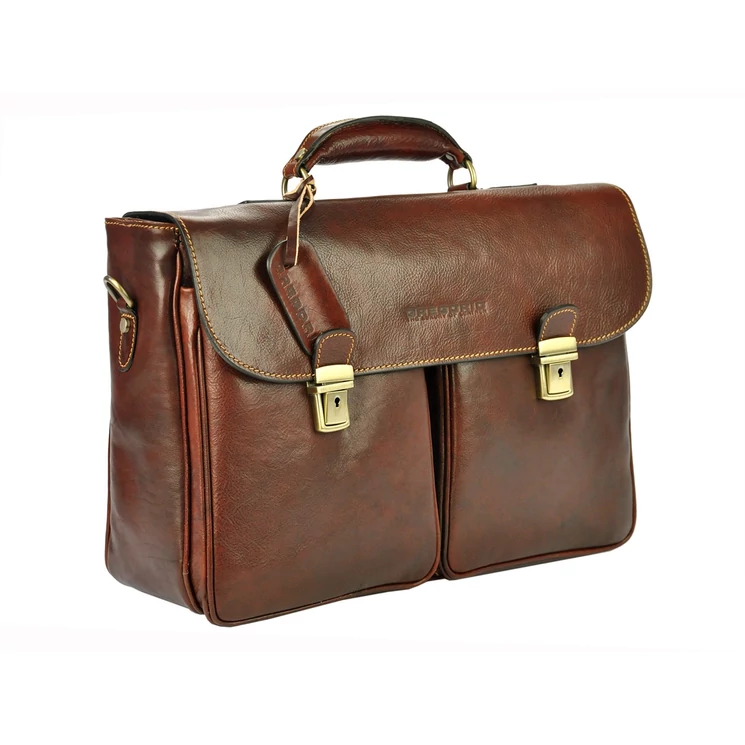 Gregorio Valódi bőr Aktatáska Világosbarna színben