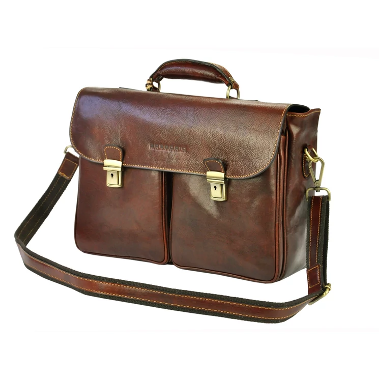 Gregorio Valódi bőr Aktatáska Világosbarna színben