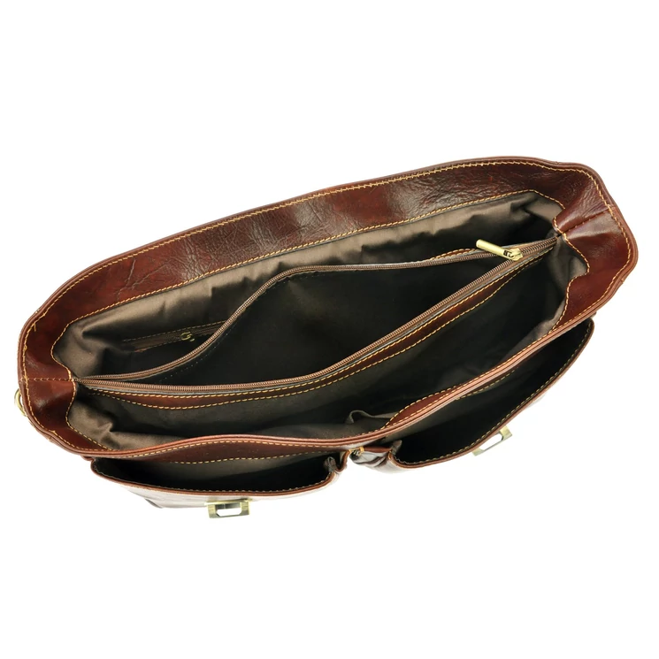 Gregorio Valódi bőr Aktatáska Világosbarna színben