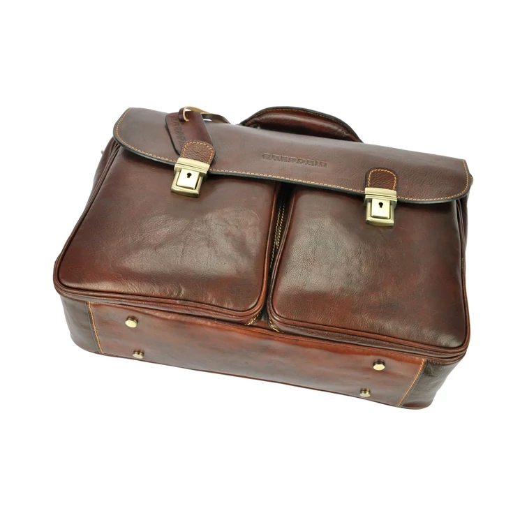 Gregorio Valódi bőr Aktatáska Világosbarna színben