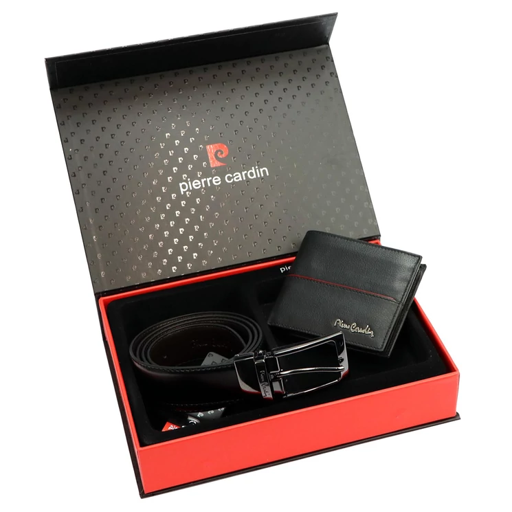 Pierre Cardin Valódi bőr Férfi pénztárca és öv Ajándékcsomag