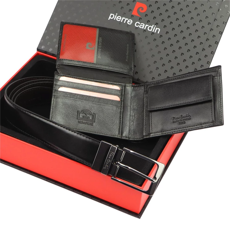 Pierre Cardin Valódi bőr Férfi pénztárca és öv Ajándékcsomag