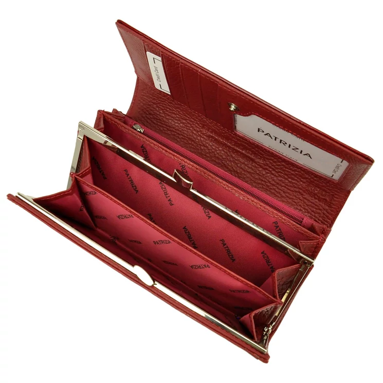  Valódi bőr Pénztárca piros színben RFID védelemmel