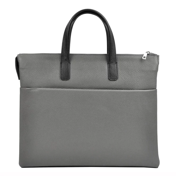 Gregorio Valódi bőr Laptoptartós üzleti táska szürke színben