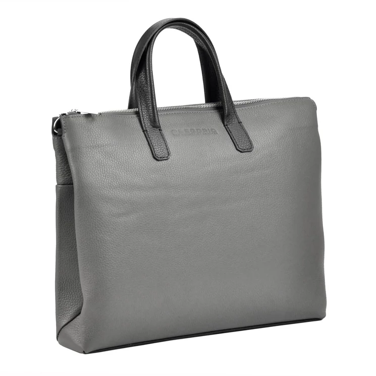 Gregorio Valódi bőr Laptoptartós üzleti táska szürke színben