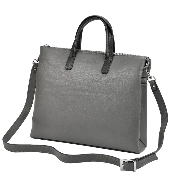 Gregorio Valódi bőr Laptoptartós üzleti táska szürke színben