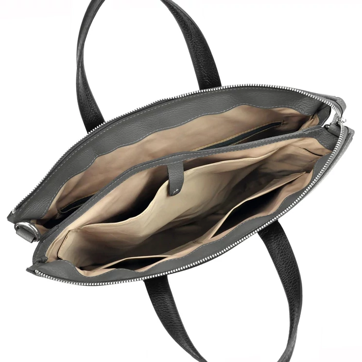 Gregorio Valódi bőr Laptoptartós üzleti táska szürke színben