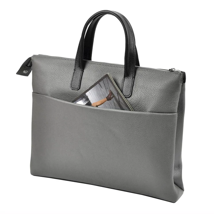 Gregorio Valódi bőr Laptoptartós üzleti táska szürke színben