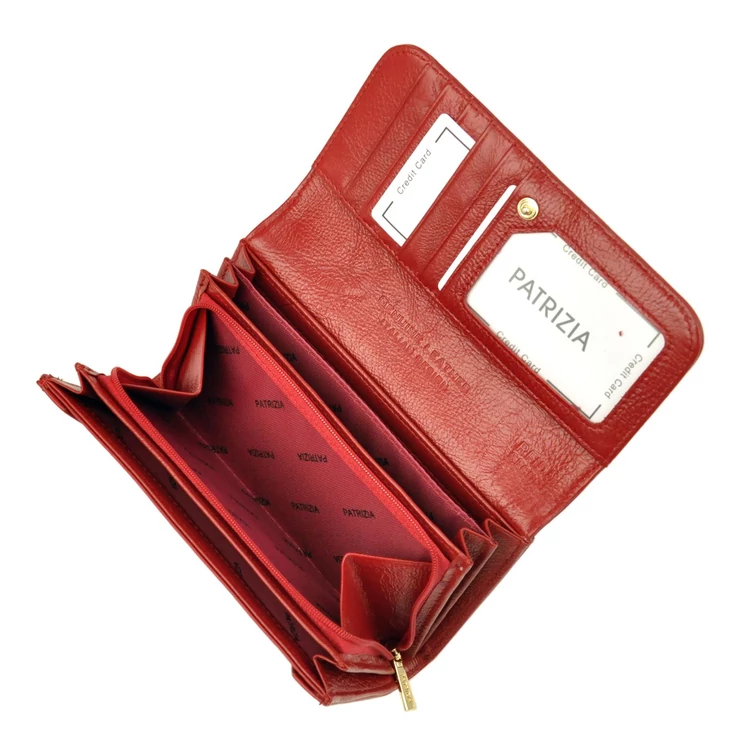 PATRIZIA Valódi Bőr Piros brifkó Pénztárca RFID védelemmel