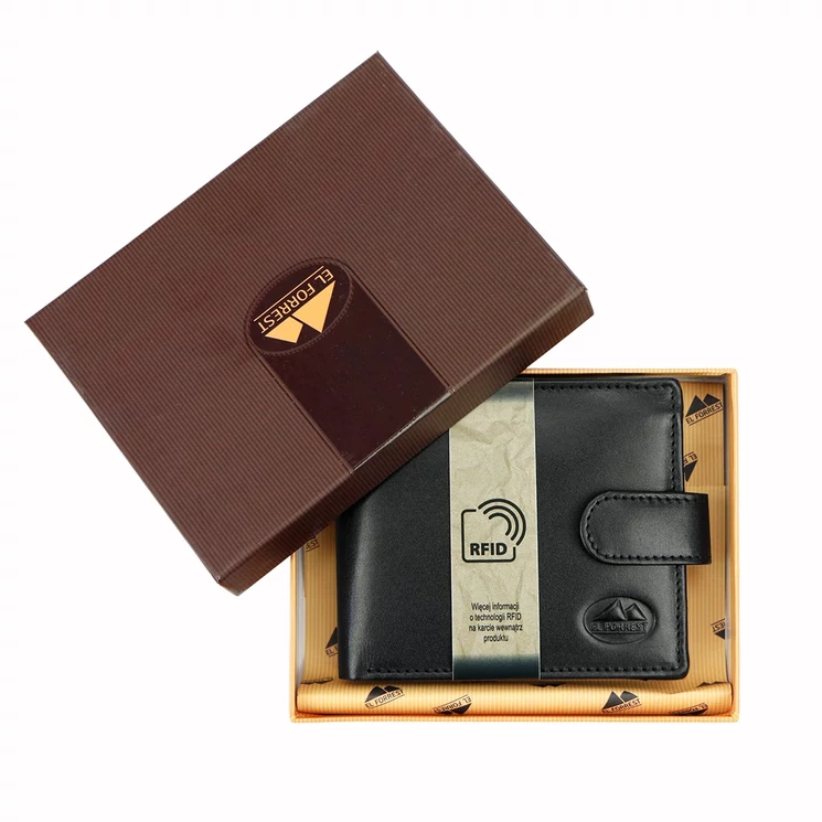 Fekete színű Valódi bőr Pénztárca RFID védelemmel