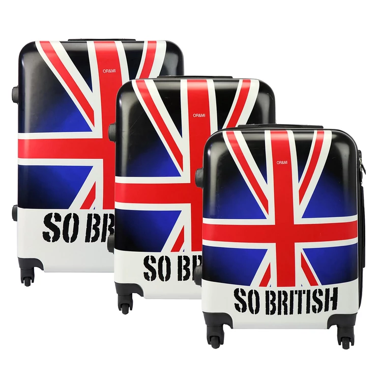 3 darabos bőröndszett angol zászló mintával