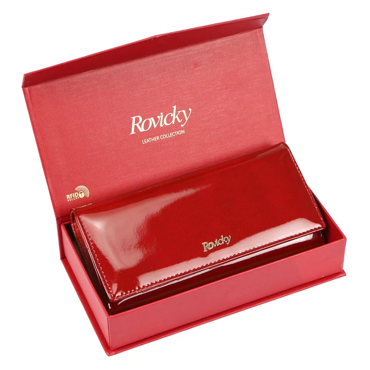 Piros  Valódi bőr Pénztárca RFID védelemmel