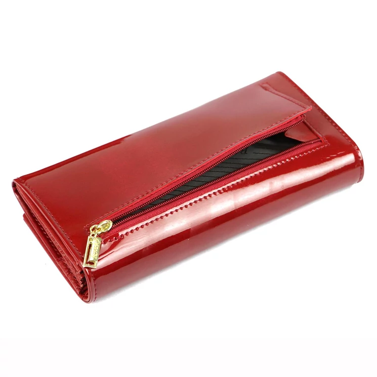 Piros Valódi bőr Pénztárca RFID védelemmel