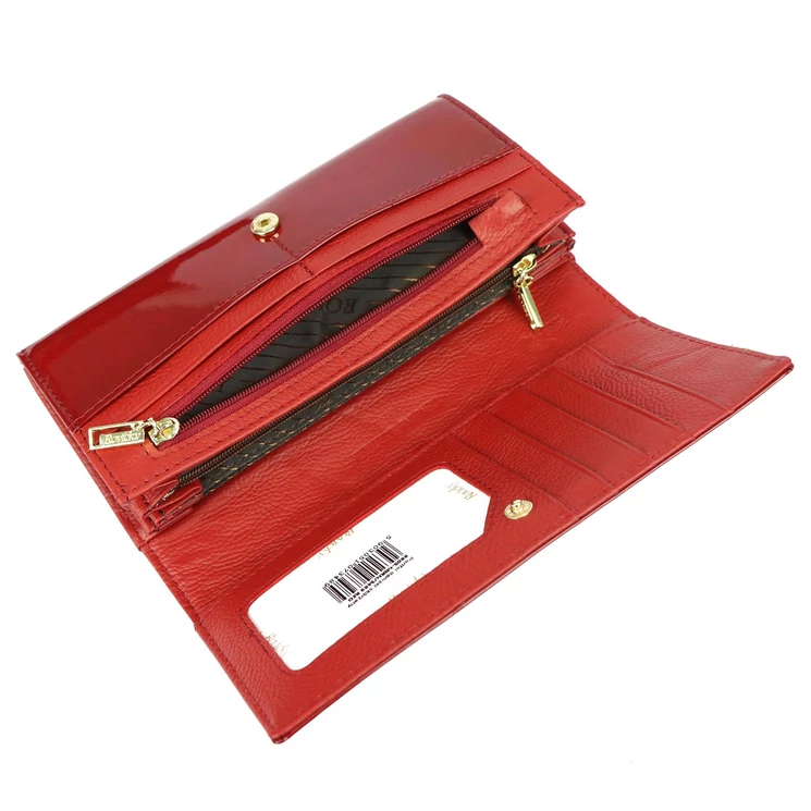 Piros Valódi bőr Pénztárca RFID védelemmel