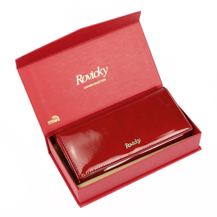 Piros Valódi bőr Pénztárca RFID védelemmel