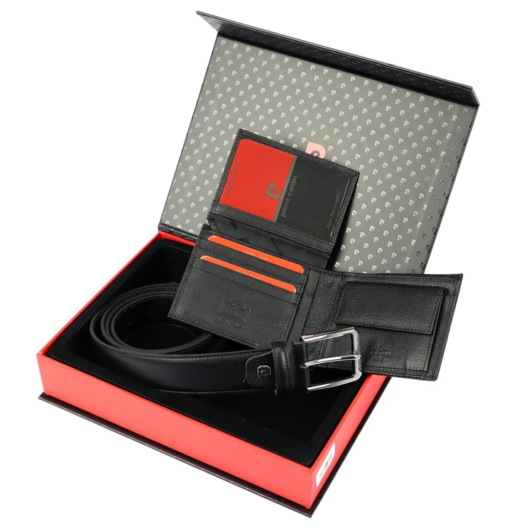 Pierre Cardin Valódi bőr Férfi pénztárca és öv Ajándékcsomag