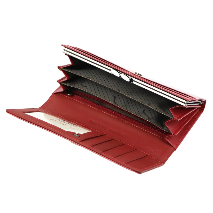 Cavaldi Valódi bőr piros pillangós lakk pénztárca