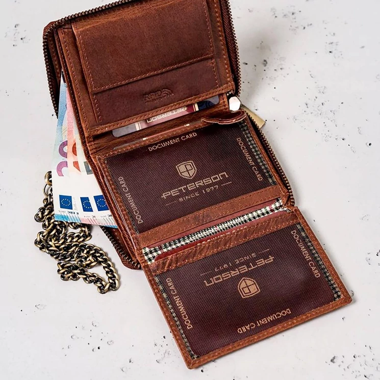 Peterson Valódi bőr motoros Pénztárca