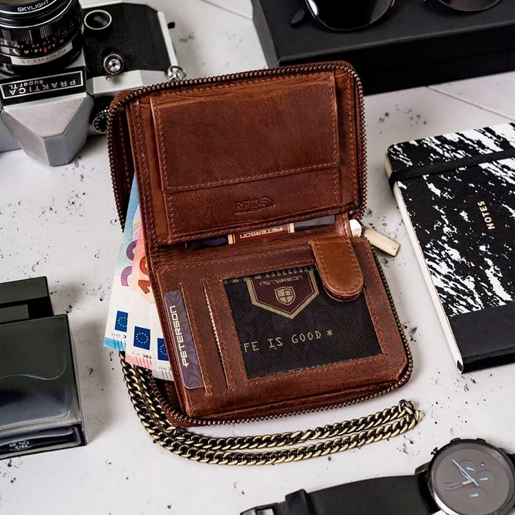 Peterson Valódi bőr motoros Pénztárca