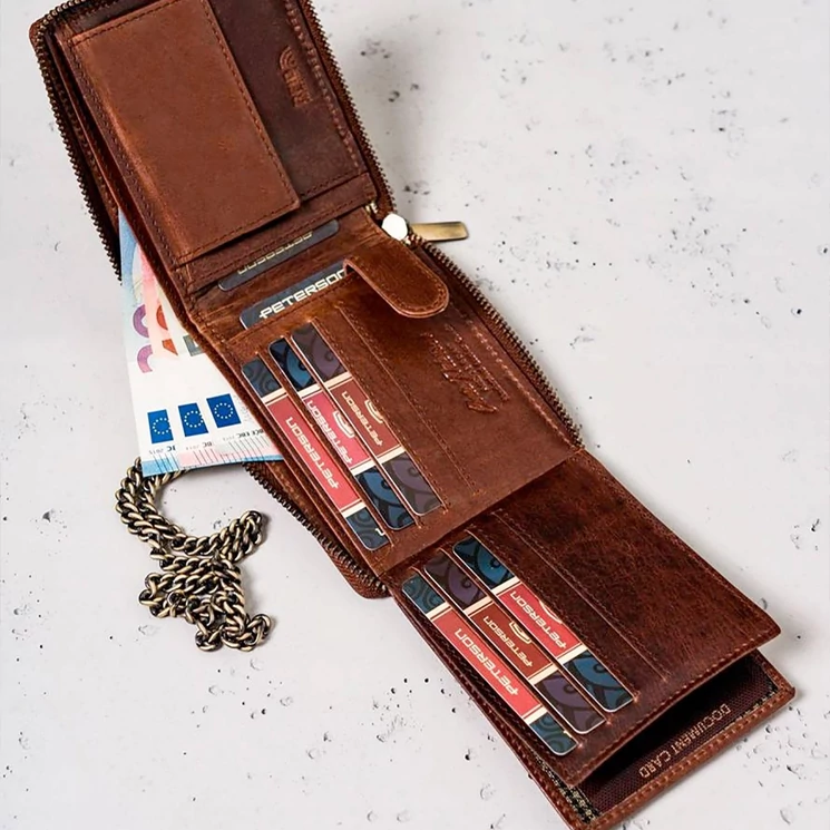 Peterson Valódi bőr motoros Pénztárca