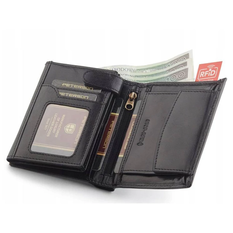 Peterson Valódi bőr Pénztárca RFID rendszerrel