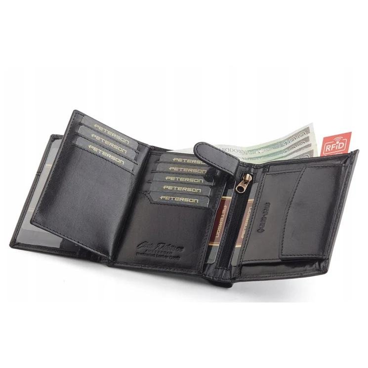 Peterson Valódi bőr Pénztárca RFID rendszerrel