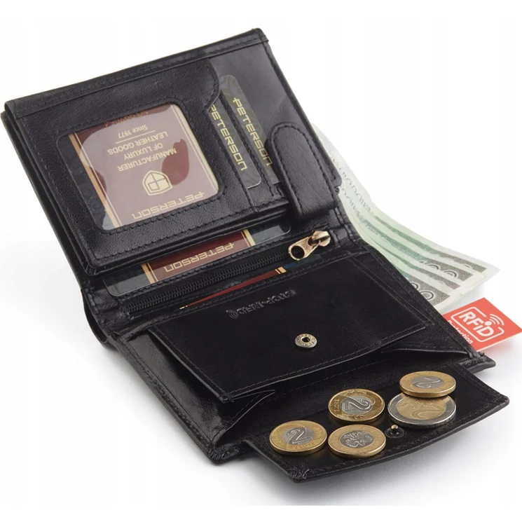 Peterson Valódi bőr Pénztárca RFID rendszerrel