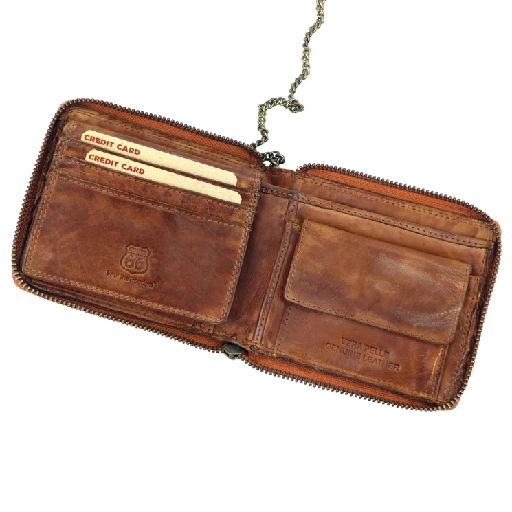 Route 66 Valódi bőr motoros pénztárca