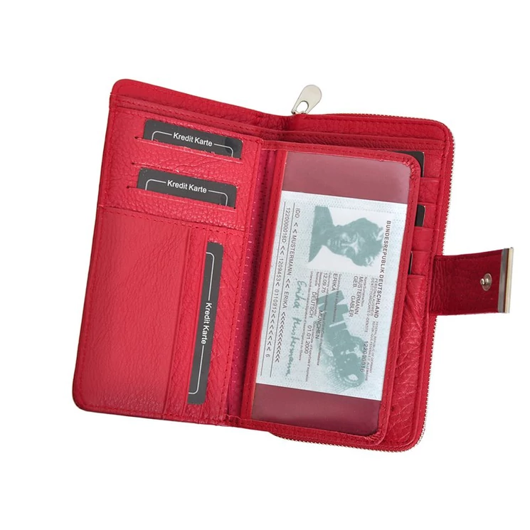 Jennifer Jones Valódi bőr piros női pénztárca