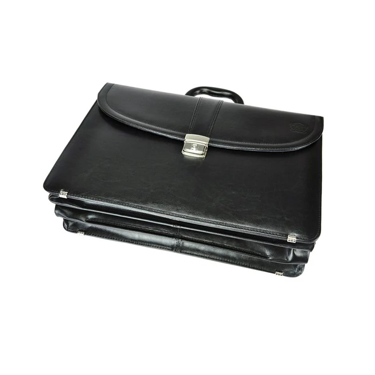 Stefania Nagyméretű Valódi bőr Aktatáska fekete színben