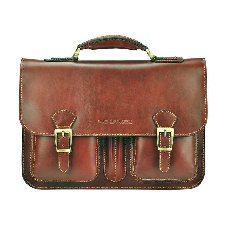 Gregorio Valódi bőr Tolltartós Aktatáska barna színben