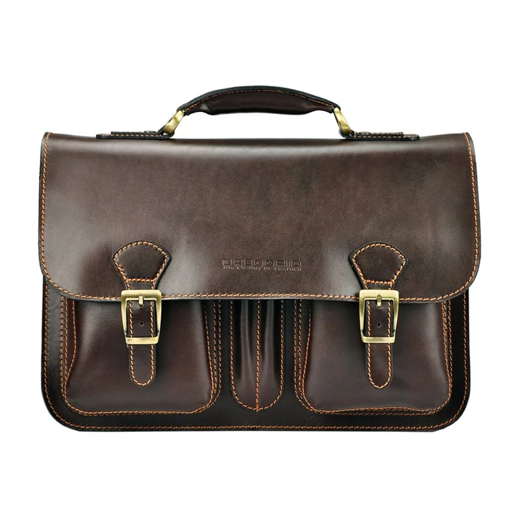 Gregorio Valódi bőr Tolltartós Aktatáska sötétbarna színben