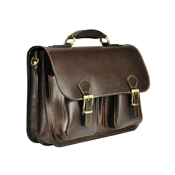 Gregorio Valódi bőr Tolltartós Aktatáska sötétbarna színben