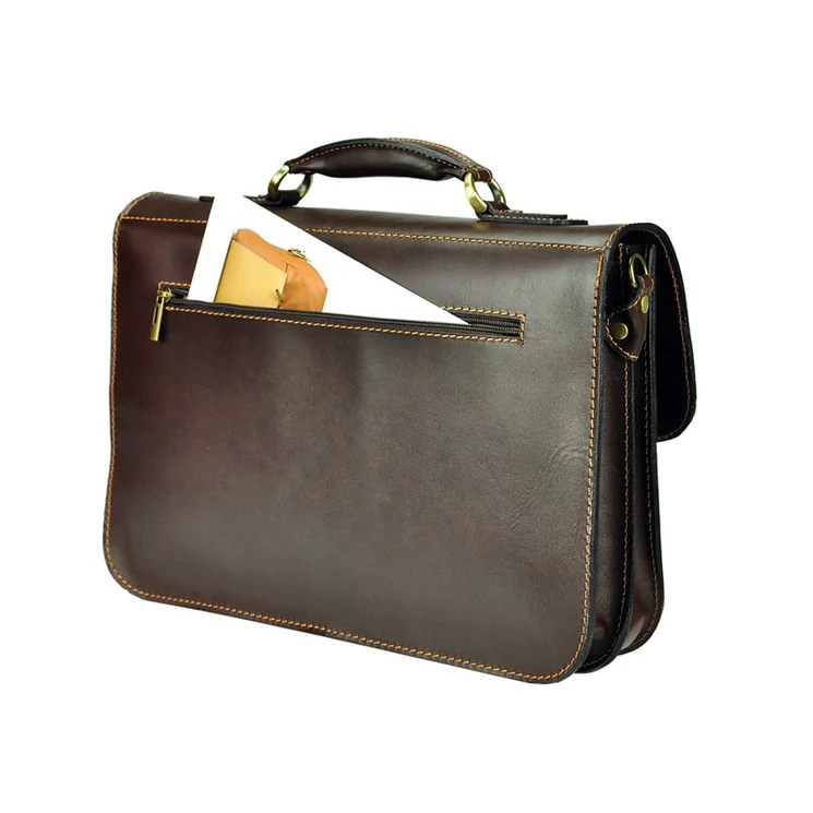 Gregorio Valódi bőr Tolltartós Aktatáska sötétbarna színben