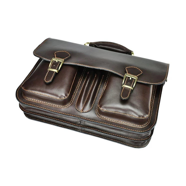 Gregorio Valódi bőr Tolltartós Aktatáska sötétbarna színben