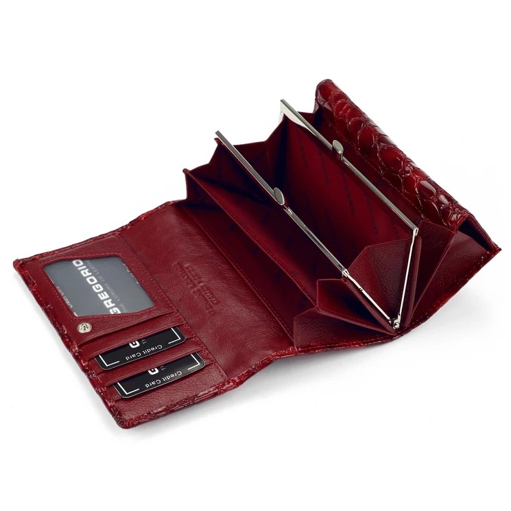 Gregorio Valódi bőr Pénztárca Piros színben