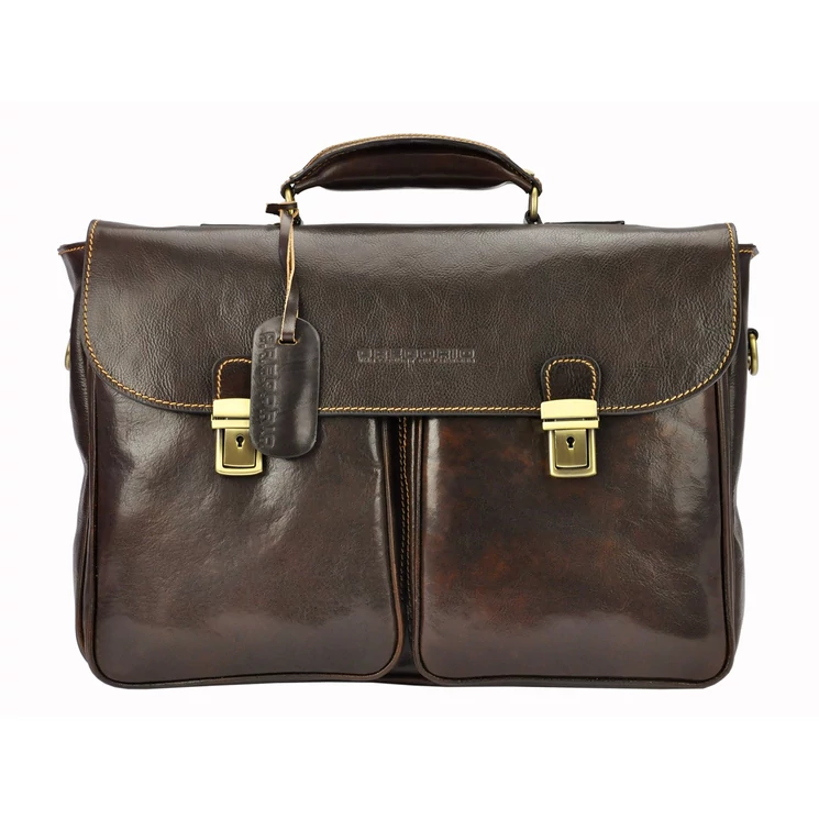 Gregorio Valódi bőr Aktatáska Világosbarna színben