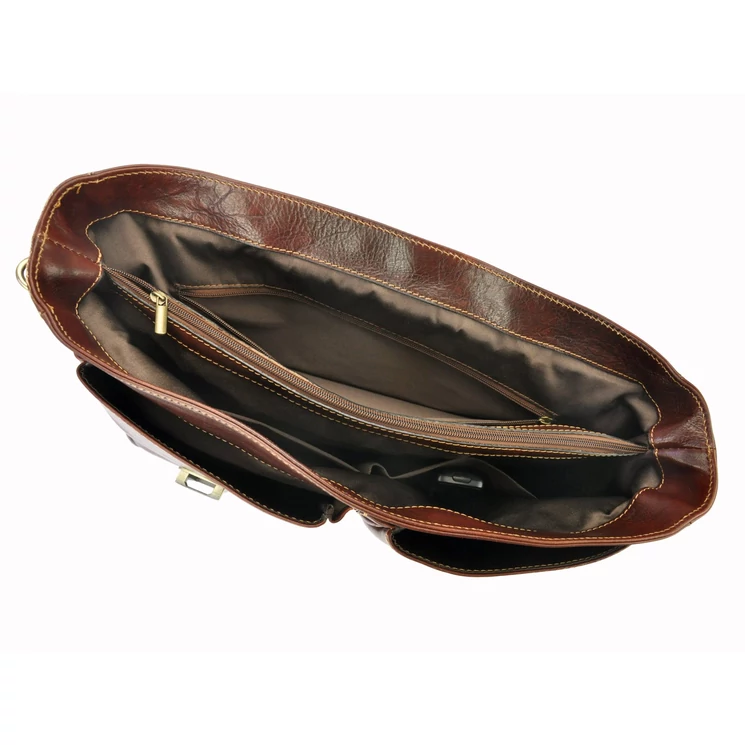 Gregorio Valódi bőr Aktatáska Világosbarna színben