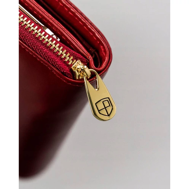 Valódi  bőr Női pénztárca piros színben