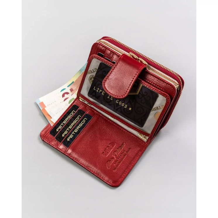 Valódi  bőr Női pénztárca piros színben