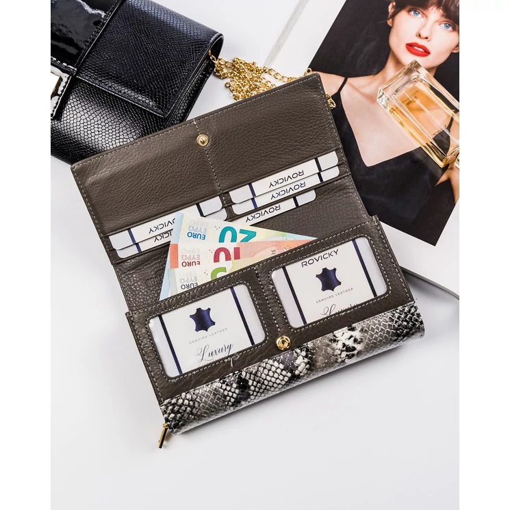 Elegáns ROVICKY Valódi Lakk bőr Női pénztárca
