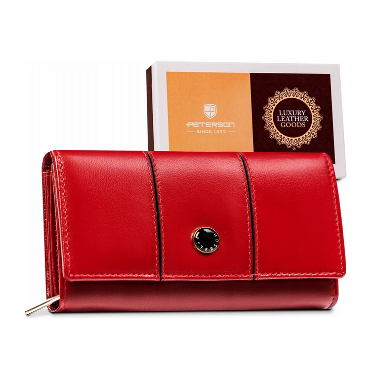 Peterson Piros Valódi bőr Női pénztárca