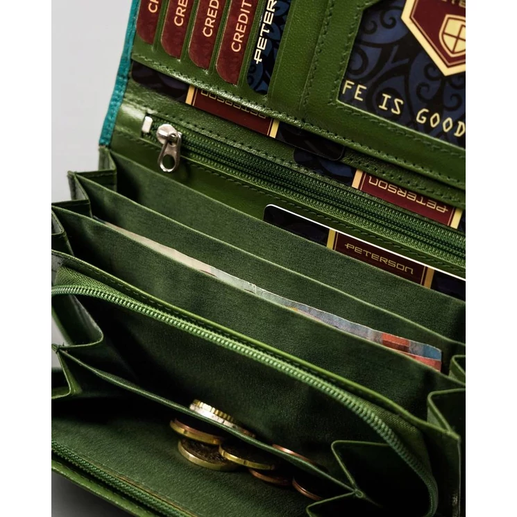 Peterson Piros Valódi bőr Női pénztárca